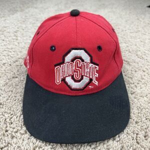 Vtg Ohio State Buckeyes Hat Covee‎ Snapback Red Black Arch Team Logo 90's Cap